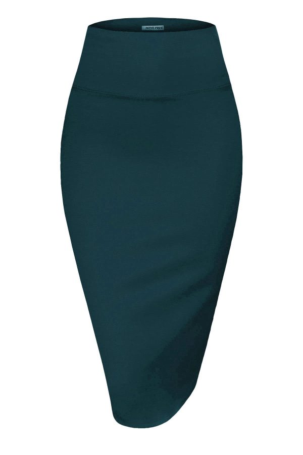 Women's Premium High Waist Nylon Ponte Stretch Office Pencil Skirt