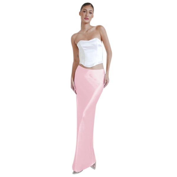 Women’s Satin Silky High Waist Maxi Skirt Elegant Flowy A Line Long Skirt Zipper Bodycon Mermaid Skirt