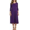 Women Spring Solid Party Dress Casual Vestidos Robes Long Dresses for O-Neck Long Sleeves Dress