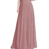 Long Maxi Floor Lengh Chiffon Skirt Elastic High Waist Bridesmaid Skirt