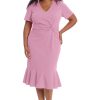 Women's V-Neck Polished Flounce Hem Twist Waist Detail Feminine Office Event Guest of