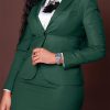 Women's Fashion 2 Piece Professional Suit Business Outfits Casual Long Sleeve Blazer and Pencil Skirt Set