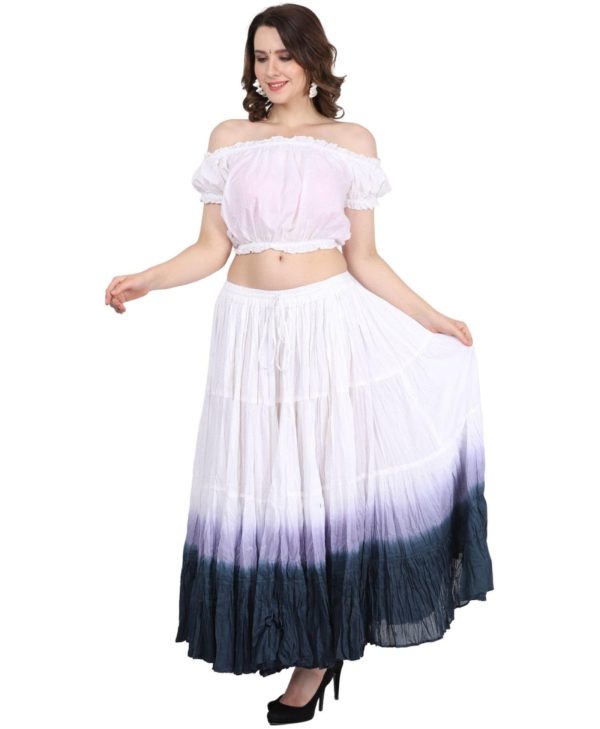 Women’s 32 Yard Cotton 4-Tiered Tribal Belly Dancing Long Skirt