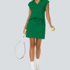 Womens Two Piece Skirt Sets Tennis Outfits Casual Cap Sleeve Lapel Shirt Summer Athletic Sport Short Skort Set