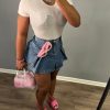 Women's Mini Jean Skirts Slit Bodycon Denim Skirt with Pockets Summer Vintage Streetwear