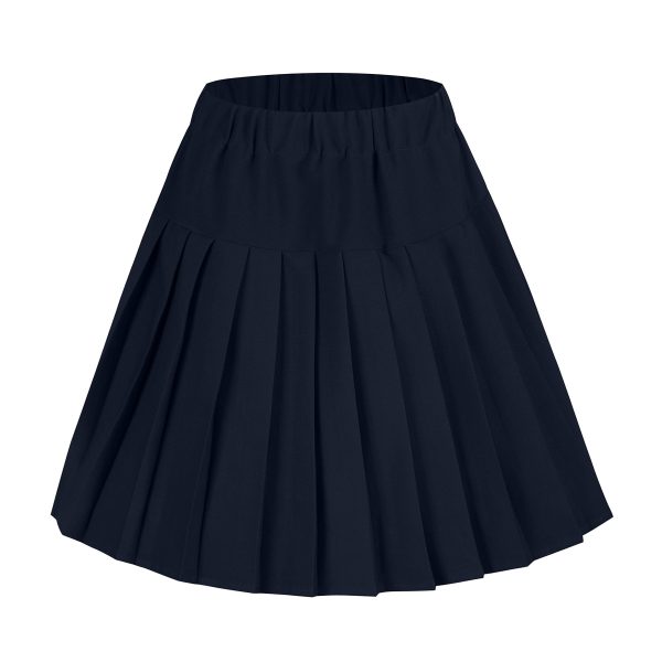 Women's Elastic Waist Tartan Pleated School Skirt