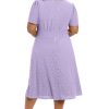 Women's Eyelet Midi A-line Puff Sleeves-Gathered Waist Empire Cut-Wedding Guest Dress