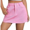 Women's Causal High Waist Raw Hem Pocket Denim Jean Short Skirt