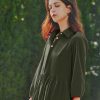 Women Flowy Maxi Shirt Dress Casual Button Down V Neck Ruffled Beach Long Dresses with Pockets