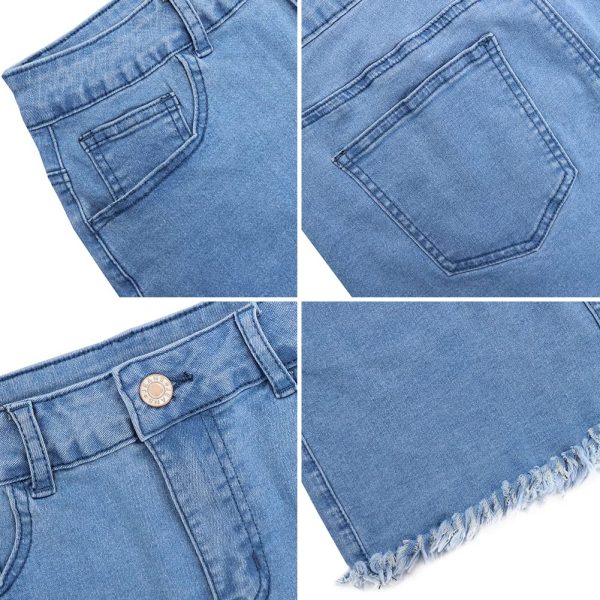 Women's Casual Short Denim Skirt Y2K Stretchy Jean Skirt Washed Frayed A-Line Denim Jean Short Skirt