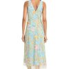 Embroidered Women's High Neck Tea Length Special Occasion Midi-Formal Evening Party Cocktail Dress