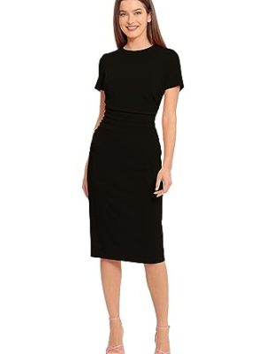 31emrXgxtyL.jpg Women's Ruched Waist Crepe Sheath Dress Workwear Office Occasion Event Guest of
