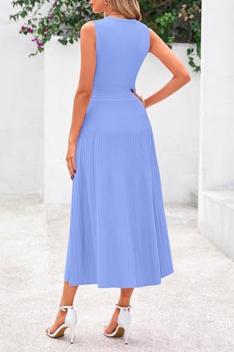 Spring Casual Dresses for Women 2025 Summer Business Work Midi Sleeveless A Line Pleated Cocktail Dress